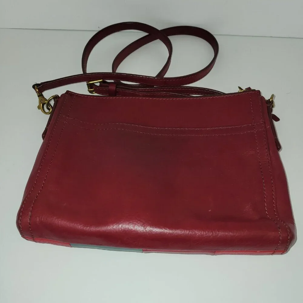 Fossil Emma Burgundy/Multi Colored Square Crossbody Bag One Size